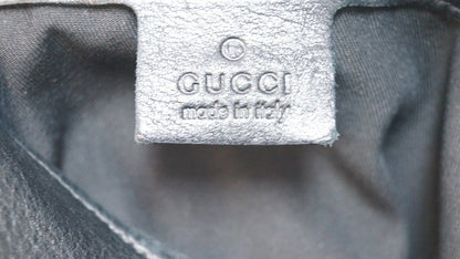 GUCCI Black Leather Horsebit Hobo Bag