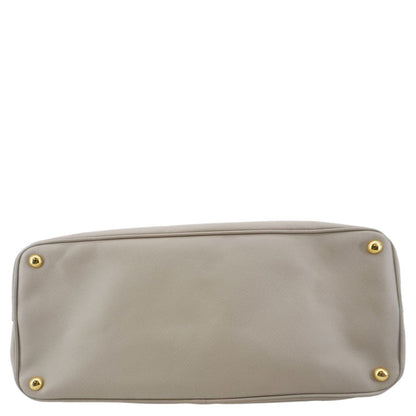 PRADA Galleria Double Zip Saffiano Leather Top Handle Tote Bag Beige