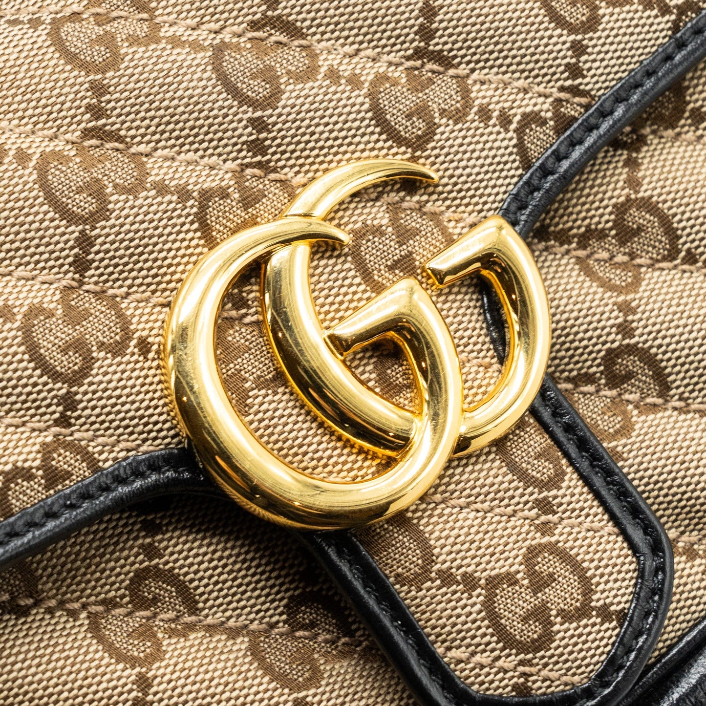 Gucci mini GG marmont bag GG canvas / leather beige/ black