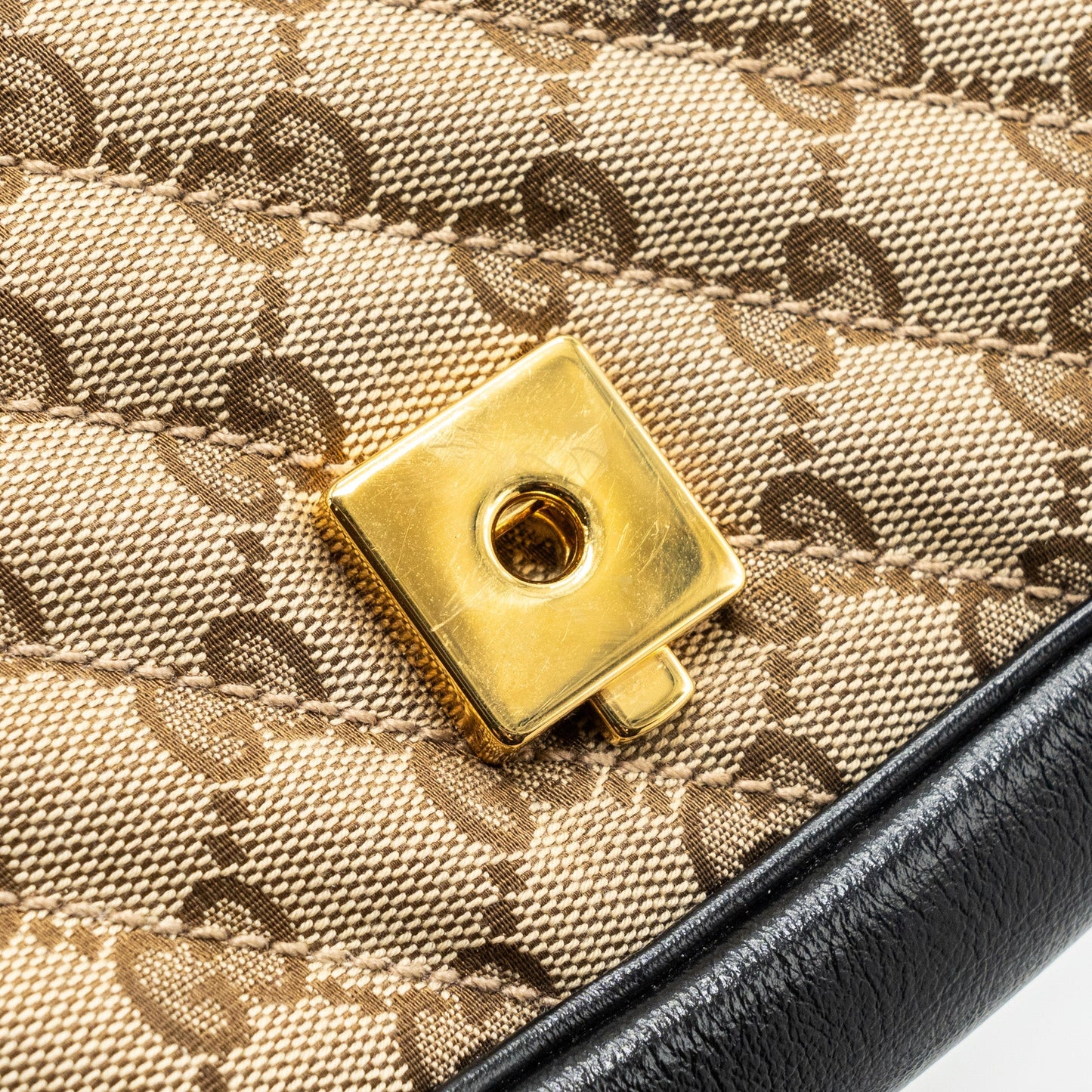 Gucci mini GG marmont bag GG canvas / leather beige/ black