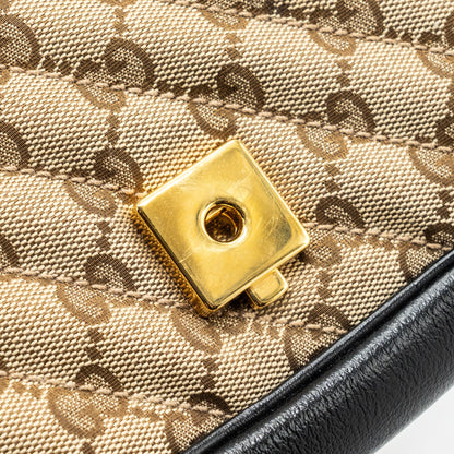 Gucci mini GG marmont bag GG canvas / leather beige/ black