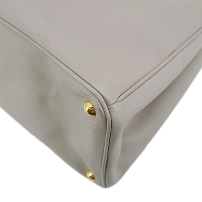 PRADA Galleria Double Zip Saffiano Leather Top Handle Tote Bag Beige