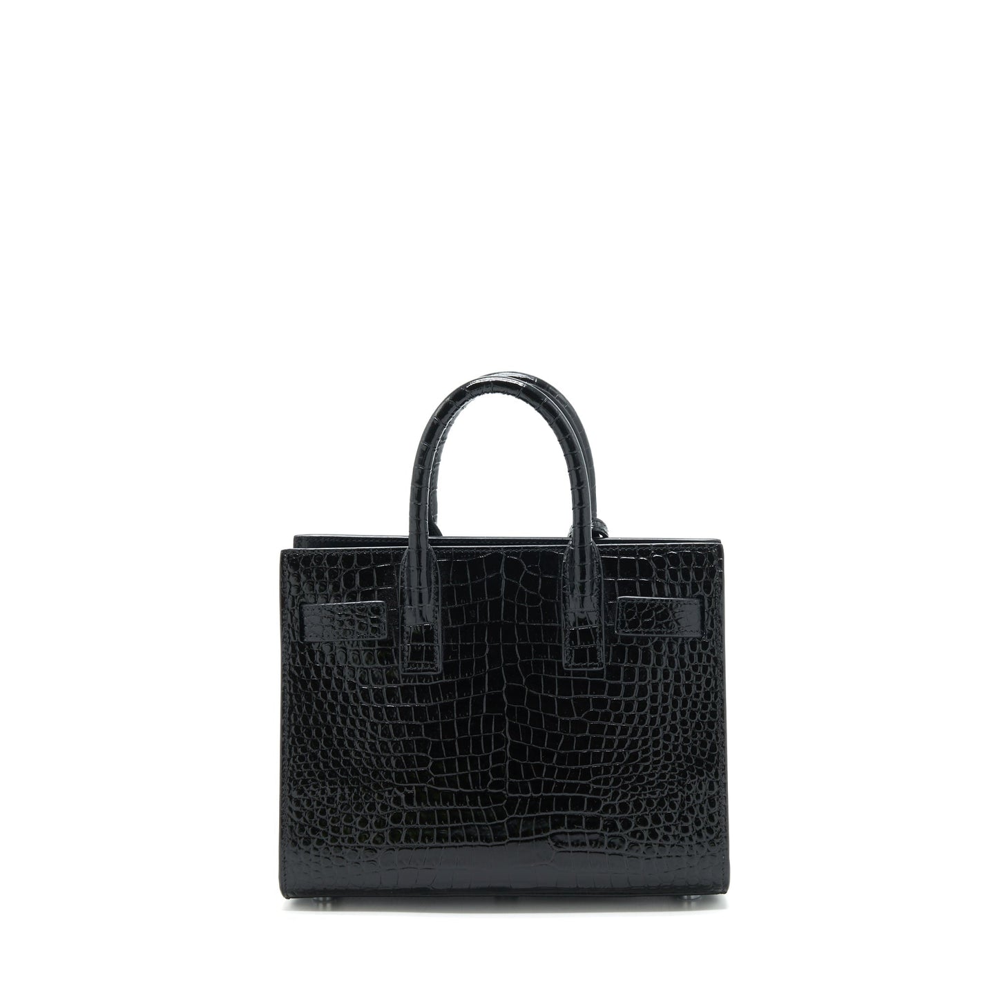 Saint Laurent Sac De Jour nano in croc Embossed calfskin black SHW