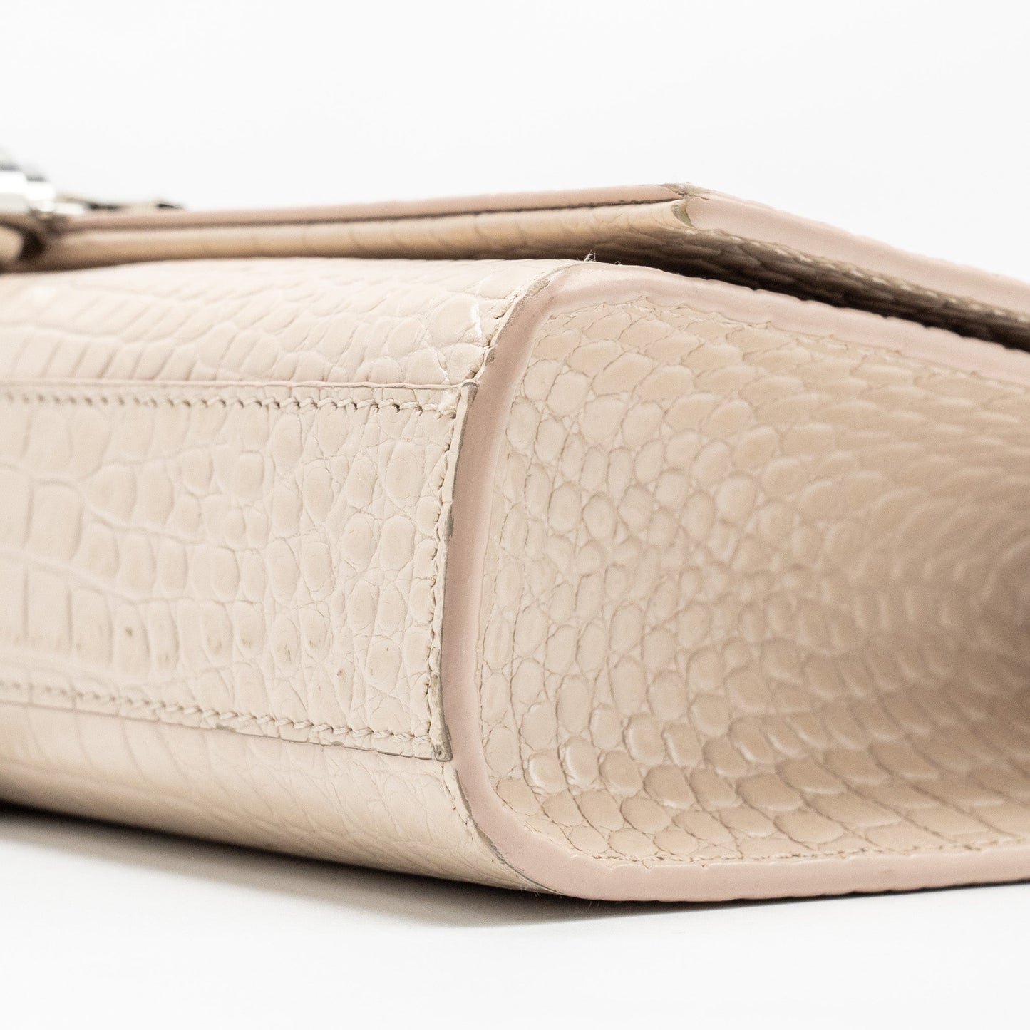Saint Laurent/YSL Kate Bag Croc-Embossed Calfskin Beige SHW