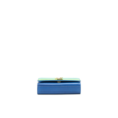 Saint Laurent Mini kate chain Bag (17cm) blue/ green GHW