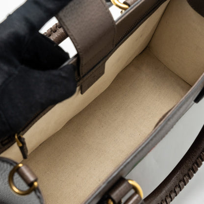Gucci top handle tote bag calfskin dark brown