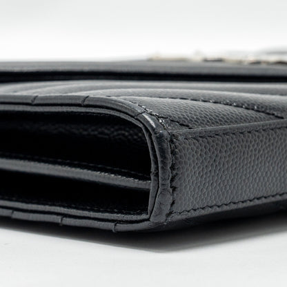 SAINT LAURENT ENVELOP CHAIN BAG GRAINED CALFSKIN BLACK SHW