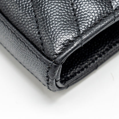 SAINT LAURENT ENVELOP CHAIN BAG GRAINED CALFSKIN BLACK SHW