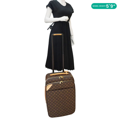 LOUIS VUITTON Pegase 55 Monogram Canvas Luggage Suitcase Travel Bag Brown
