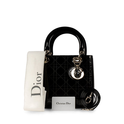 Lady Dior Black Patent Leather Medium