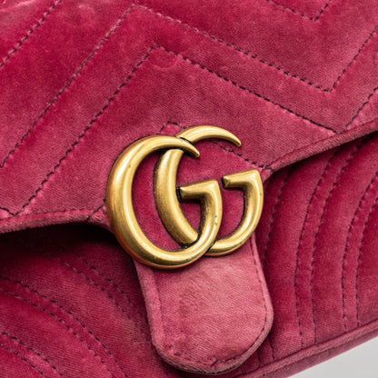 Gucci Mini GG Marmont Shoulder Bag Velvet Pink