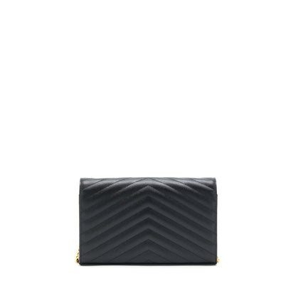 Saint laurent Envelope Chain Crossbody Bag Grained CalfSkin black GHW