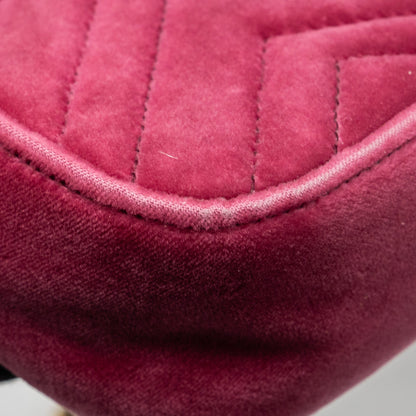 Gucci Mini GG Marmont Shoulder Bag Velvet Pink