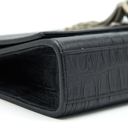 Saint Laurent Medium Kate with Tassel Croc Embossed Calfskin Black SHW