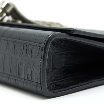 Saint Laurent Medium Kate with Tassel Croc Embossed Calfskin Black SHW