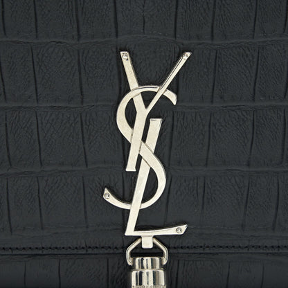 Saint Laurent Medium Kate with Tassel Croc Embossed Calfskin Black SHW
