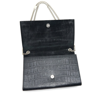 Saint Laurent Medium Kate with Tassel Croc Embossed Calfskin Black SHW