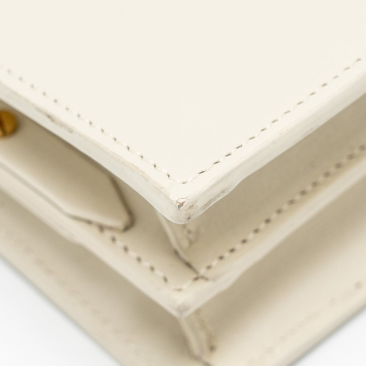 Saint Laurent/YSL Cassandra Chain Wallet Calfskin White GHW