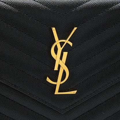 Saint laurent Envelope Chain Crossbody Bag Grained CalfSkin black GHW