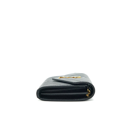 Saint laurent Envelope Chain Crossbody Bag Grained CalfSkin black GHW