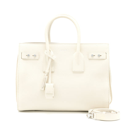 Saint Laurent Sac De Jour Tote Bag Calfskin White SHW