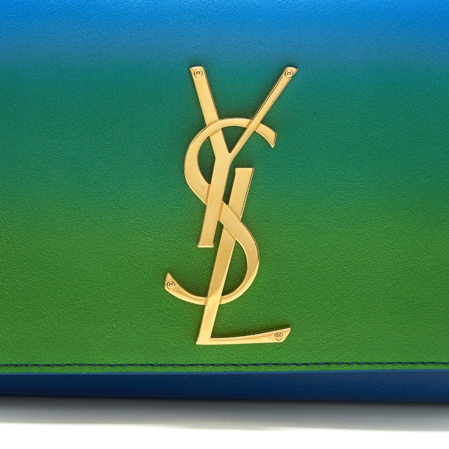 Saint Laurent Mini kate chain Bag (17cm) blue/ green GHW