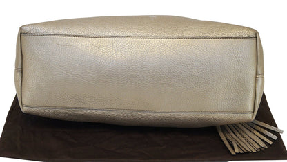 GUCCI Gold Pebbled Leather Soho Chain Tote Bag