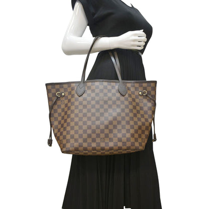 LOUIS VUITTON Neverfull MM Damier Ebene Tote Bag Brown