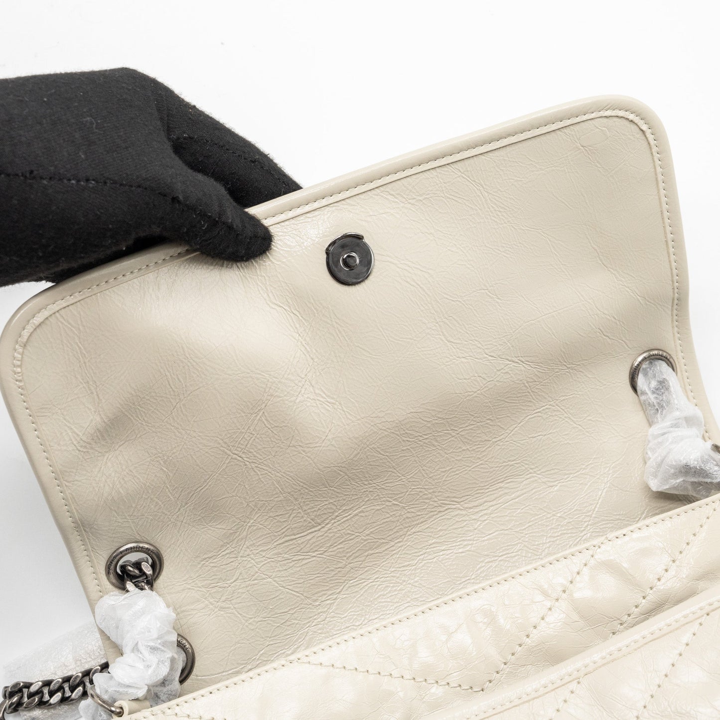 Saint laurent medium Niki calfskin blanc SHW