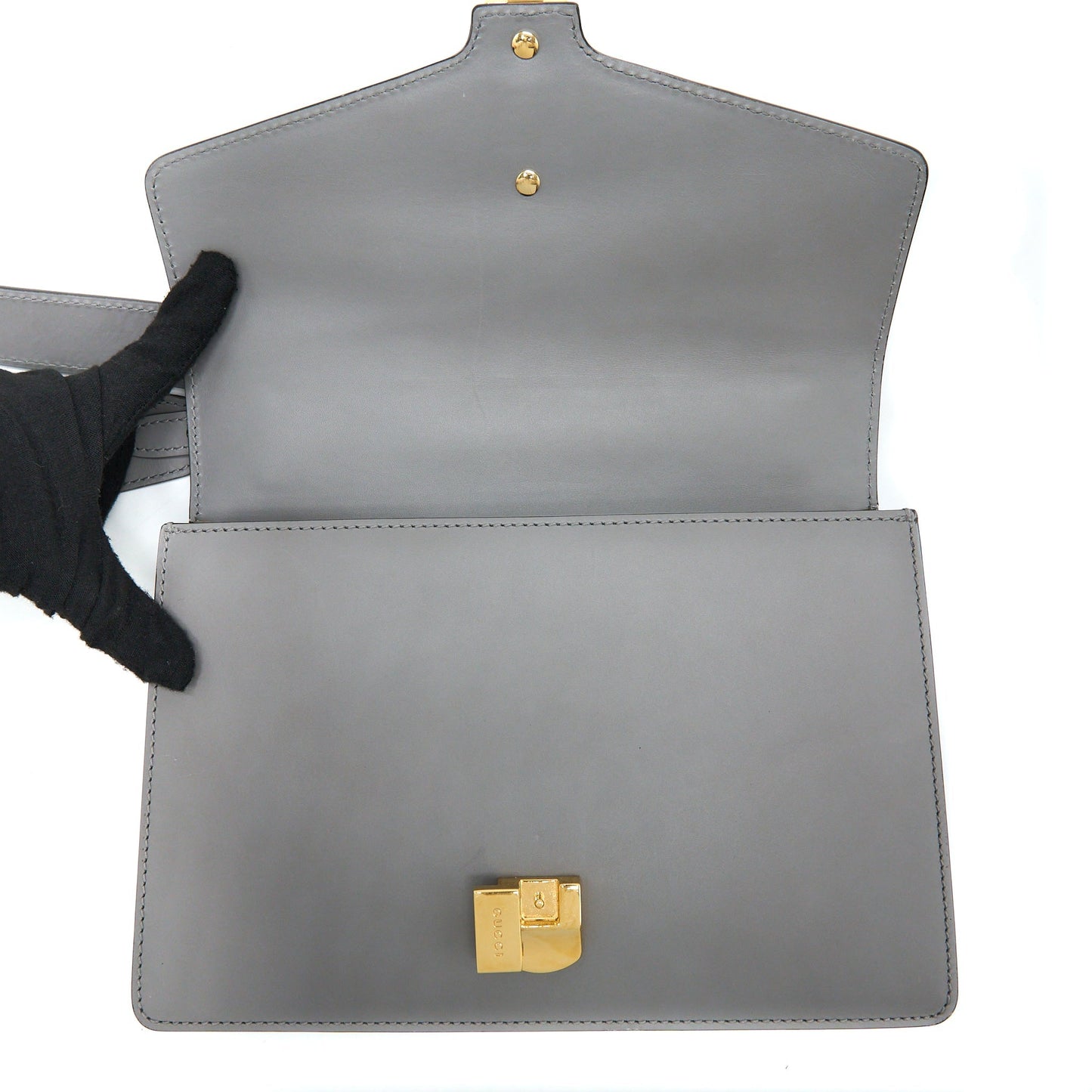 Gucci Small Sylvie Shoulder Bag Calfskin Grey
