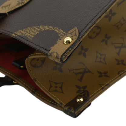 LOUIS VUITTON Onthego MM Giant Monogram Canvas Tote Shoulder Bag Brown