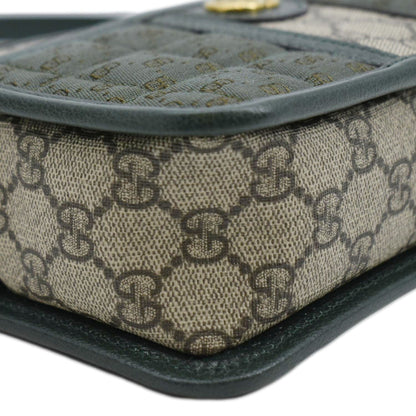 GUCCI Mini Quilted GG Supreme Canvas Crossbody Bag Green 751914
