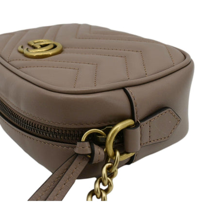 GUCCI GG Marmont Mini Matelasse Leather Crossbody Bag Dusty Pink 448065
