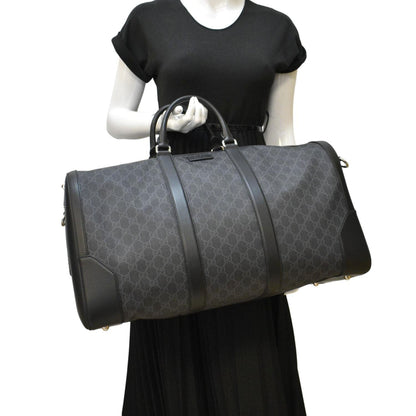 GUCCI Large Carry-On Soft GG Supreme Canvas  Duffle Bag Black 478323