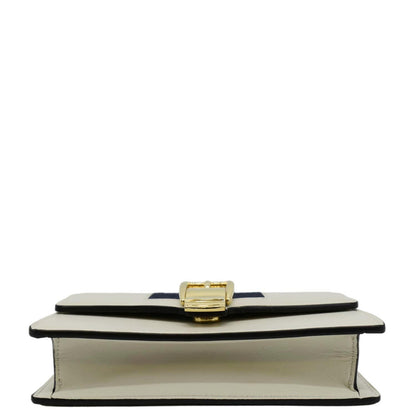 GUCCI Sylvie Super Mini Leather Crossbody Bag White 494646