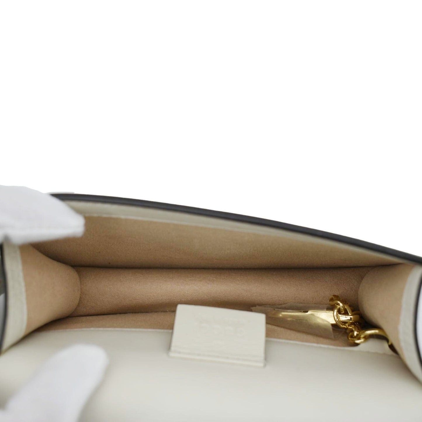 GUCCI Sylvie Super Mini Leather Crossbody Bag White 494646