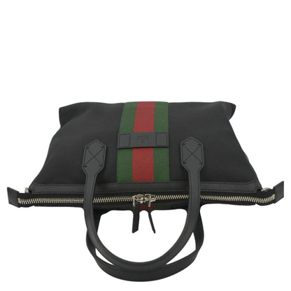 GUCCI Nylon Web Top Handle Shoulder Bag Black 630923