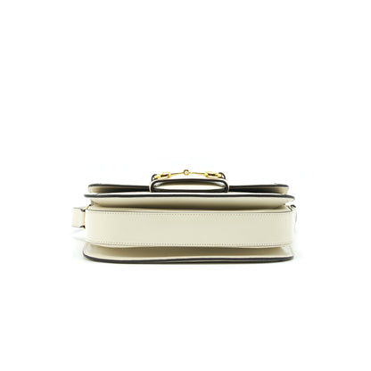 Gucci Horsebit 1955 Small Shoulder Bag White Leather
