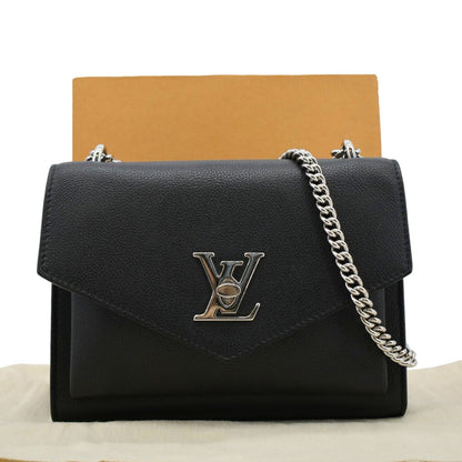 LOUIS VUITTON Mylockme BB Leather Chain Shoulder Bag Black