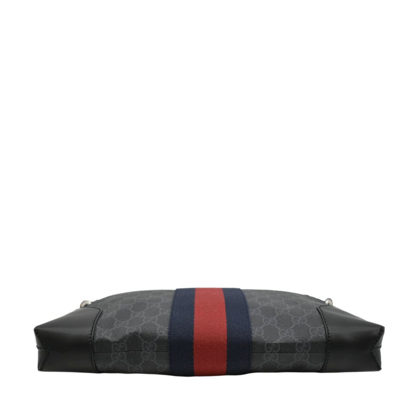GUCCI East West GG Supreme Web Messenger Bag Black 474139