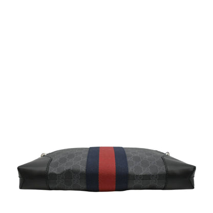 GUCCI East West GG Supreme Web Messenger Bag Black 474139