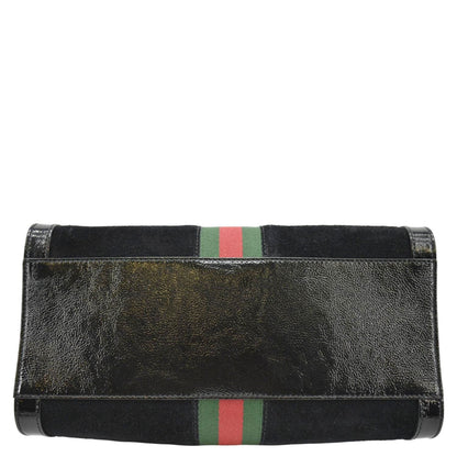 GUCCI Ophidia  Medium Web Suede Tote Bag Black 524537