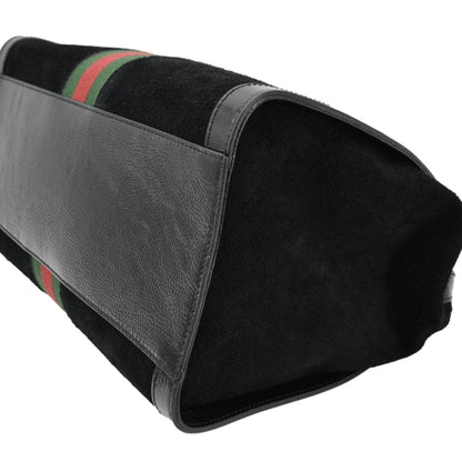 GUCCI Ophidia  Medium Web Suede Tote Bag Black 524537