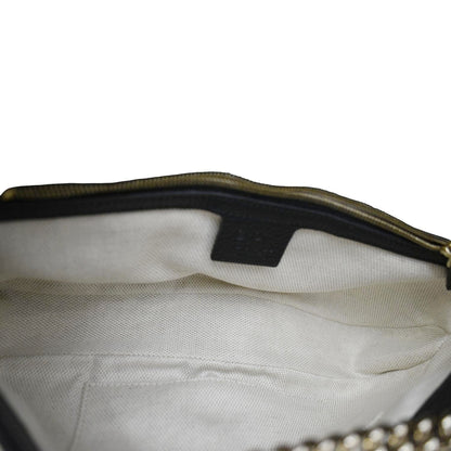 GUCCI Soho Flap Leather Chain Crossbody Bag Black 536224