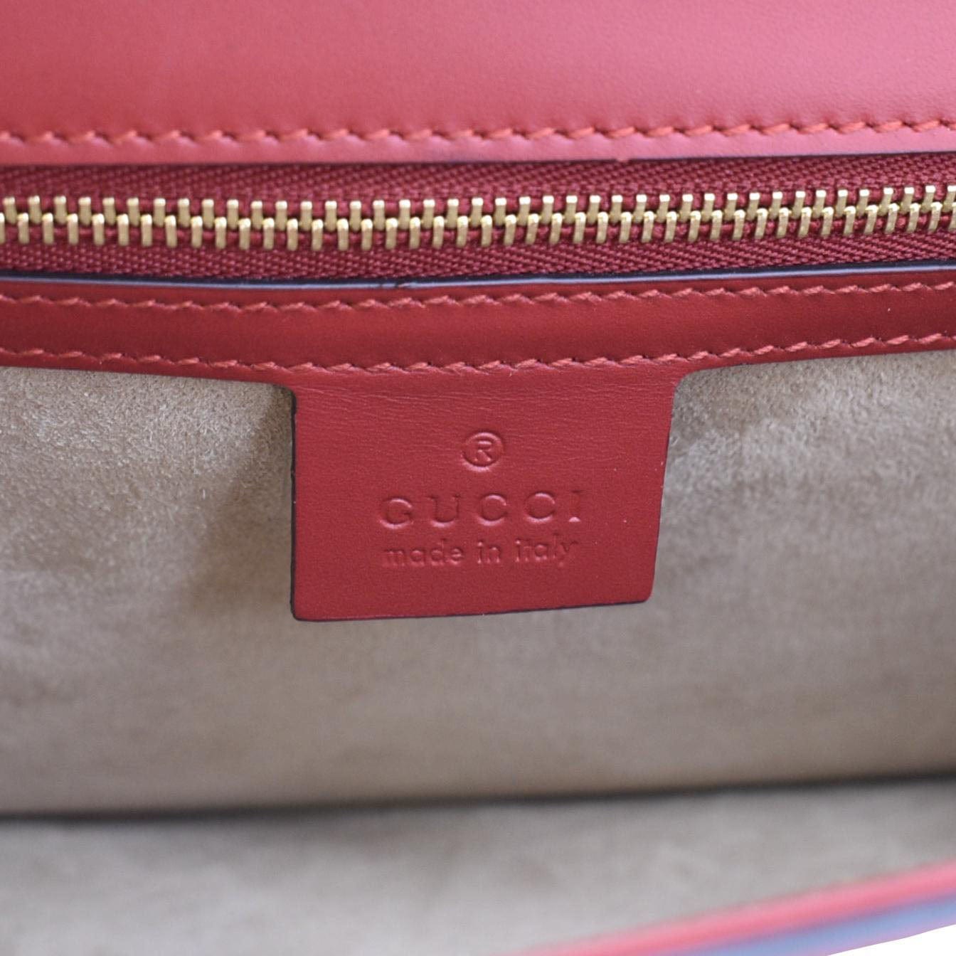 GUCCI Sylvie Small Web Leather Shoulder Bag Red
