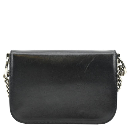 PRADA Arcade Glace Calf Leather Chain Crossbody Bag Black