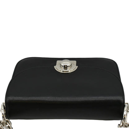 PRADA Arcade Glace Calf Leather Chain Crossbody Bag Black