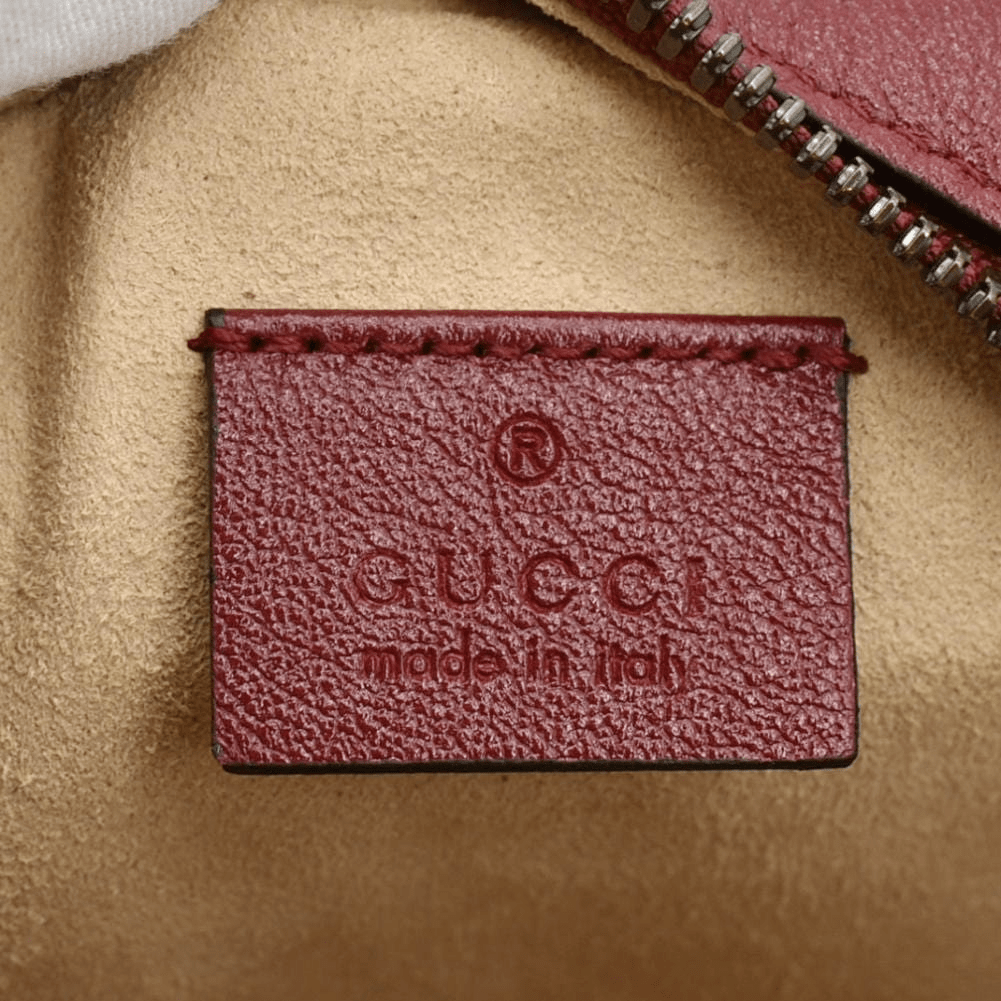 GUCCI GG Marmont Mini Round Leather Crossbody Bag Red 550154
