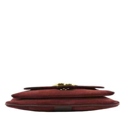 GUCCI Arli Medium Suede Leather Crossbody Bag Red 550126