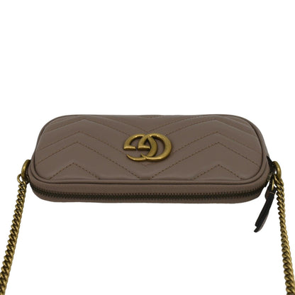 GUCCI Mini GG Marmont Chain Leather Crossbody Bag Dusty Pink 598596